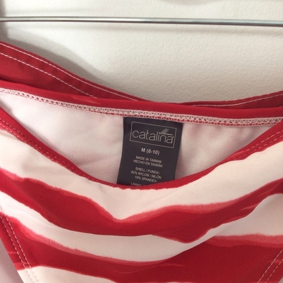 NWT Catalina 3-piece swim set;bikini shorts 8 medium red white stripe - Picture 2 of 7